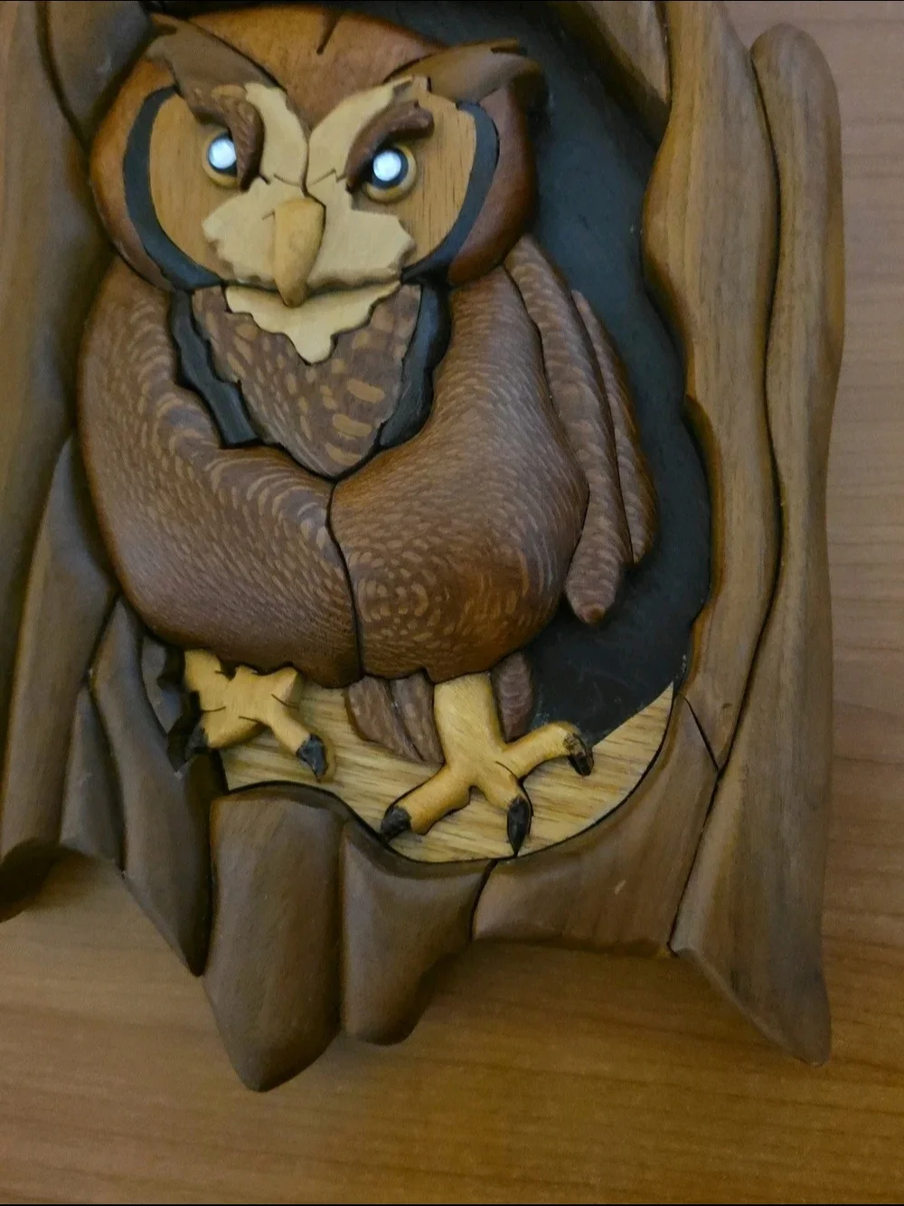 Screech Owl Intarsia Woodwork Wood Wall Art Home Decor Plaque Lodge